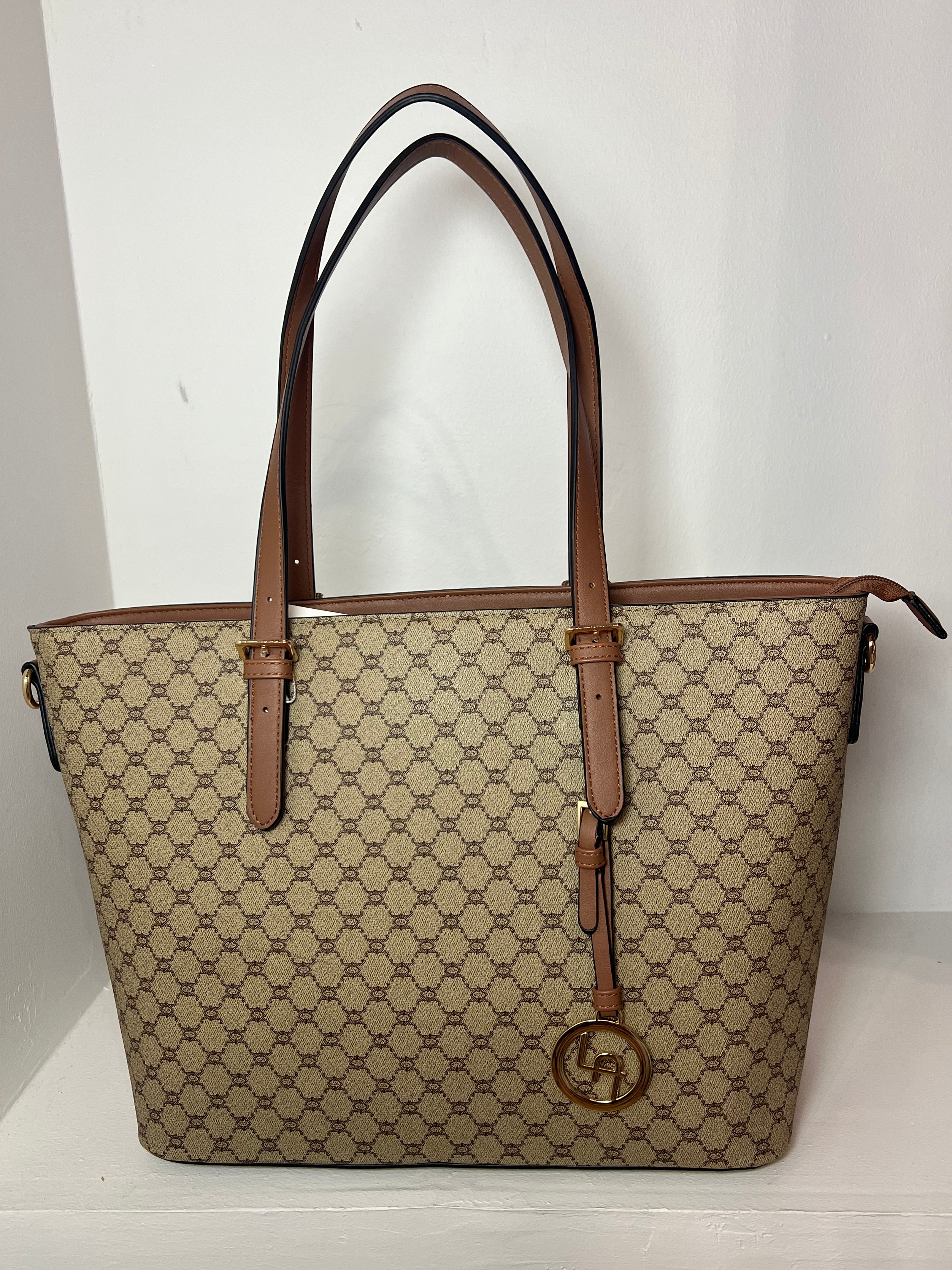 Sac beige marron motif