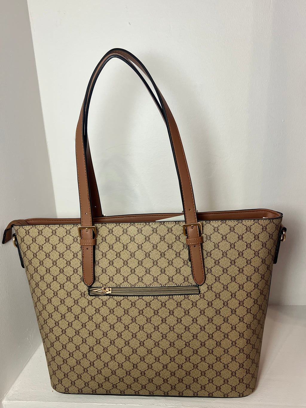 Sac beige marron motif