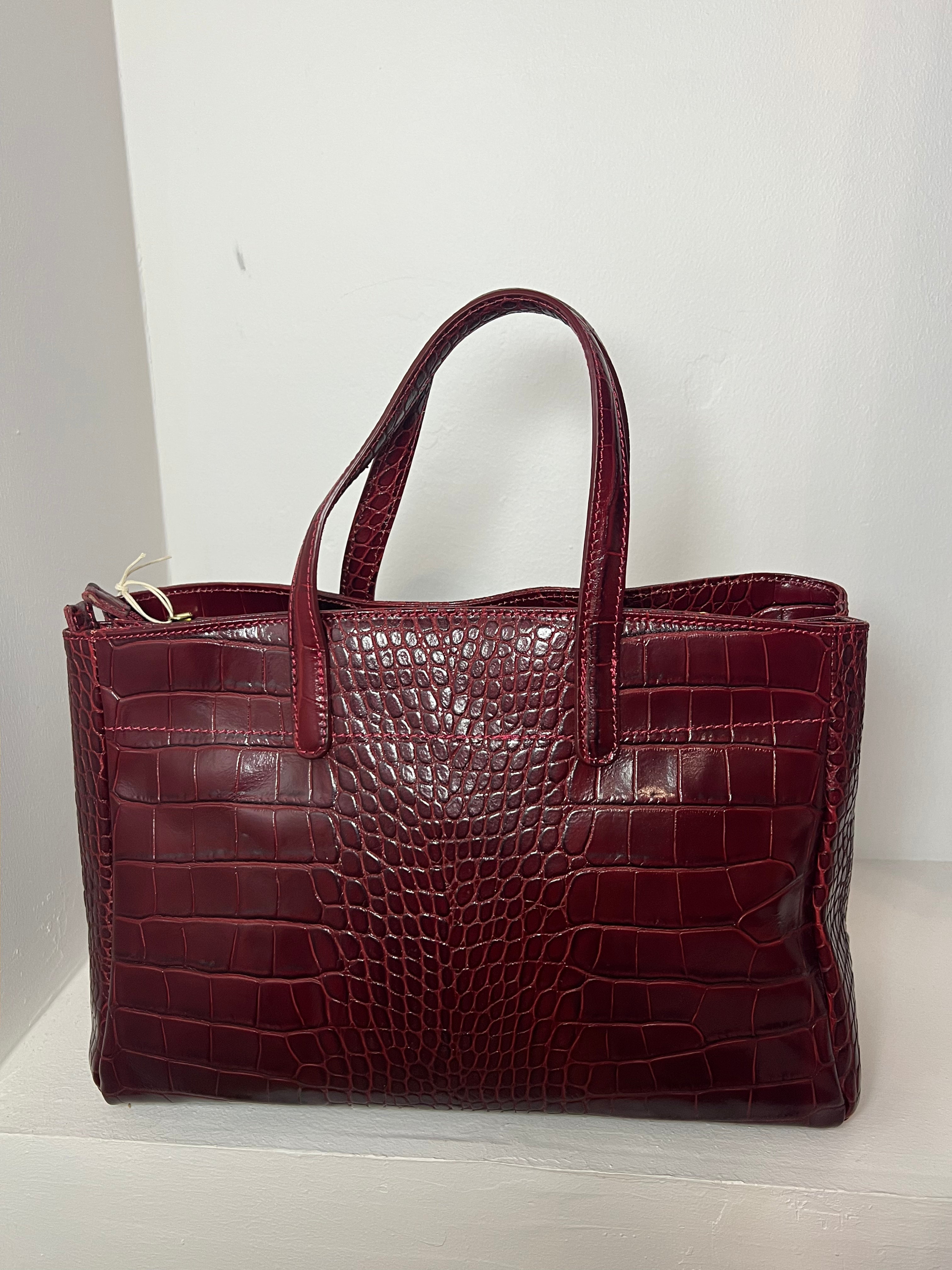 Sac rouge bordeaux croco
